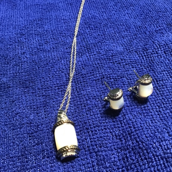 Contemporary Set, sterling silver chain with pendant and earrings - Picture 10 of 13